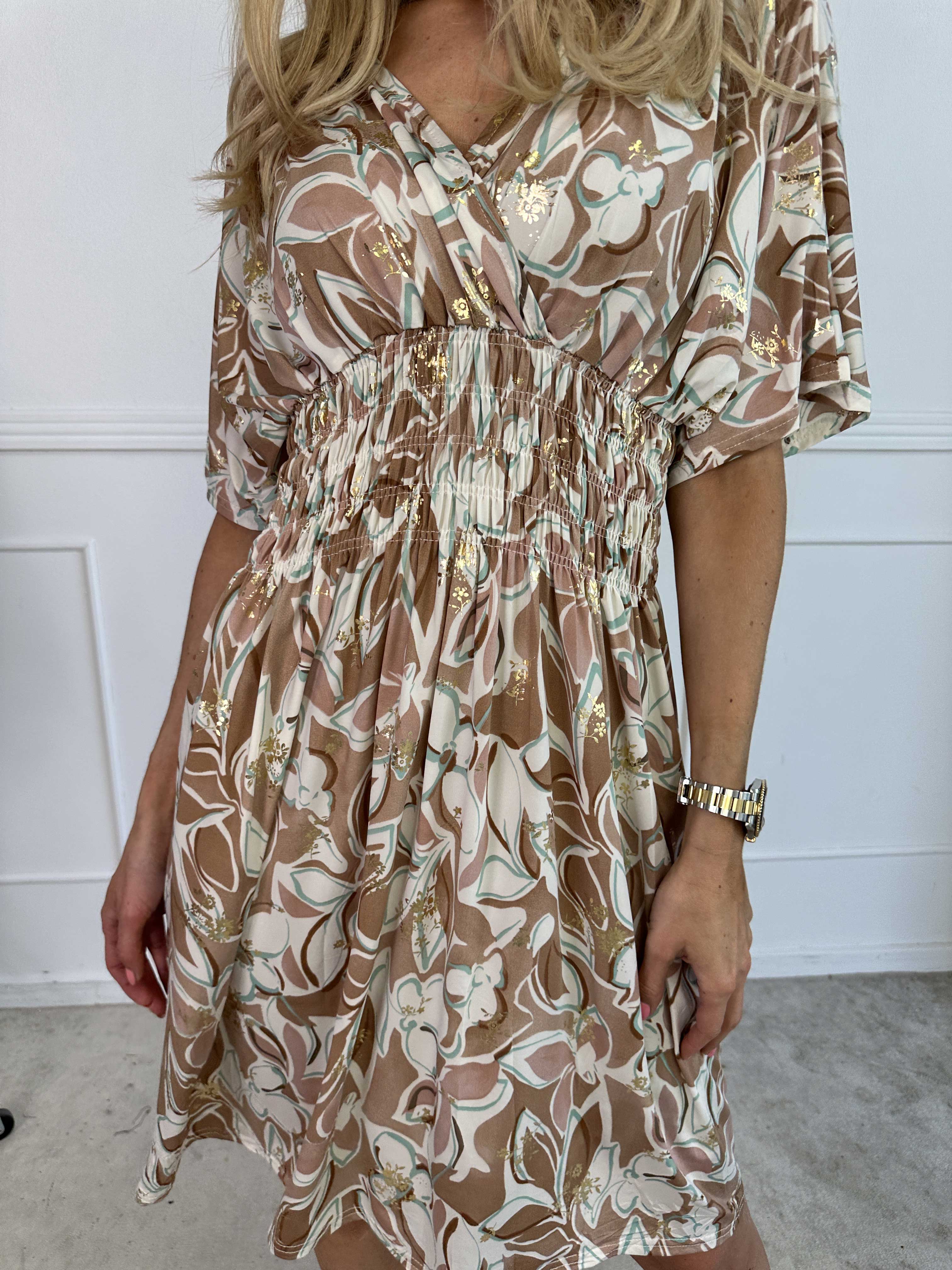 Pams Blossoming Short - Elastisk mønstret kjole med smock